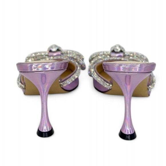 NWT MACH & MACH Pink Iridescent Crystal Embellished Bow Mules Size EU36 - Picture 10 of 12